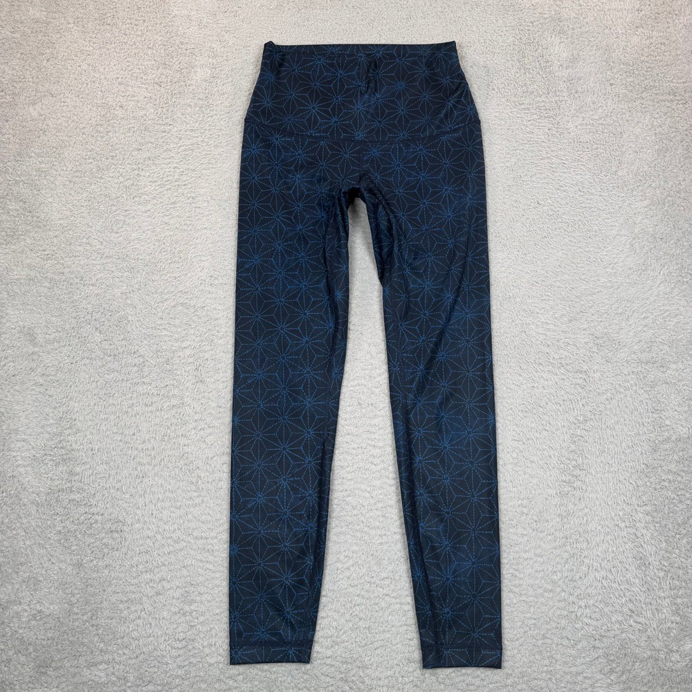 Lululemon High Rise Leggings Navy Blue Geometric Star Print Full Length Yoga 28"